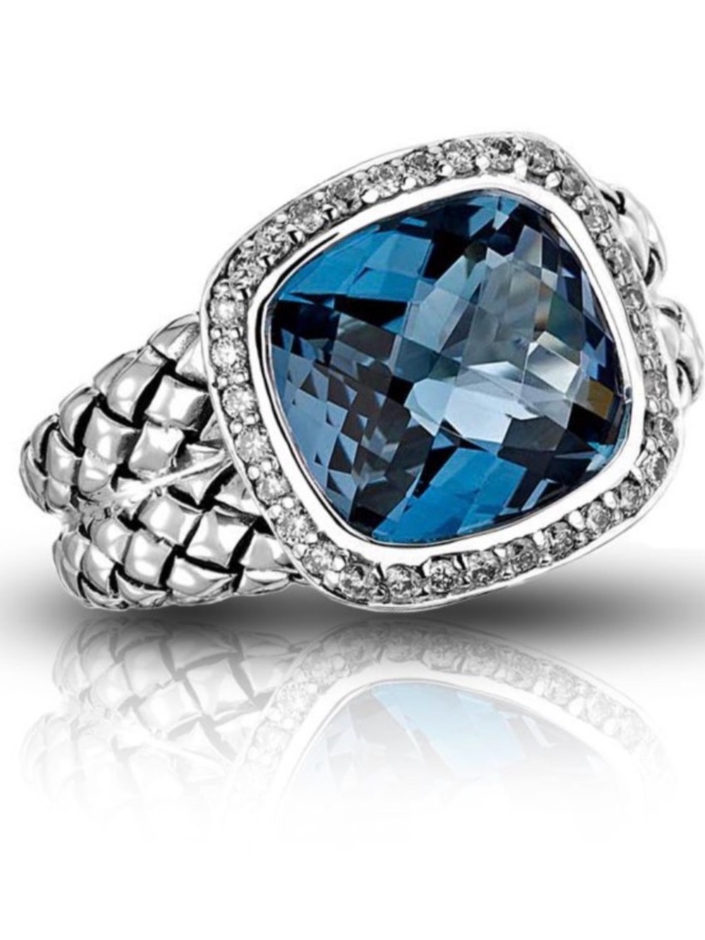✨ Scott Kay Equestrian Collection London Blue Topaz & Diamond Ring – Size 6 ✨